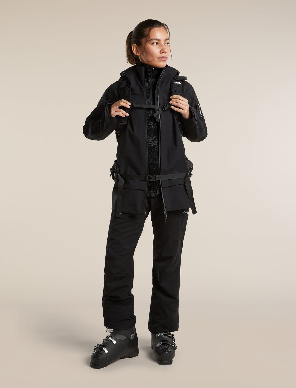 Women's Merino 260 Oasis Vertex High Rise Thermal Leggings Chillwave Black/Obsidian - 4