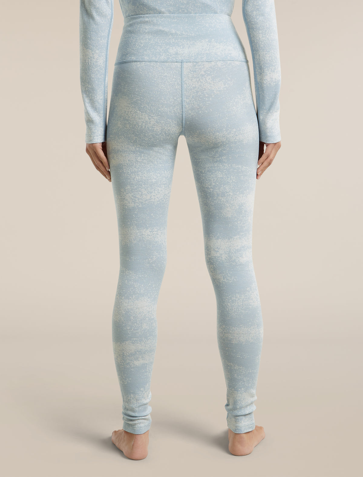 Women's Merino 260 Oasis Vertex High Rise Thermal Leggings Chillwave Snow/Zinc Blue - 2
