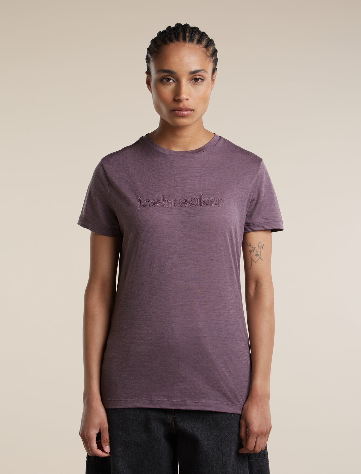 Women's Merino 150 Tech Lite Short Sleeve Tee IB Stitchline Grey Plum - 1