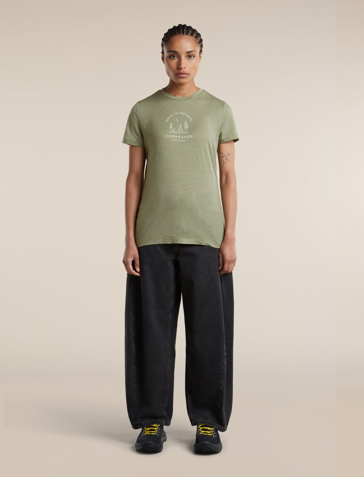 Women's Merino 150 Tech Lite Short Sleeve Tee Peaceful Pass Sleeve Lichen - 3