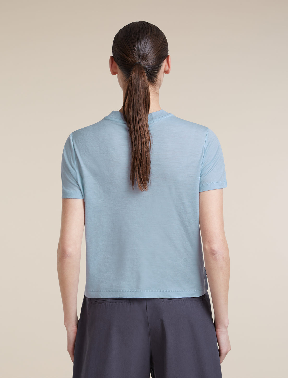 Women's Merino 150 Tech Lite Short Sleeve Crop Tee Great Heights Zinc Blue - 2