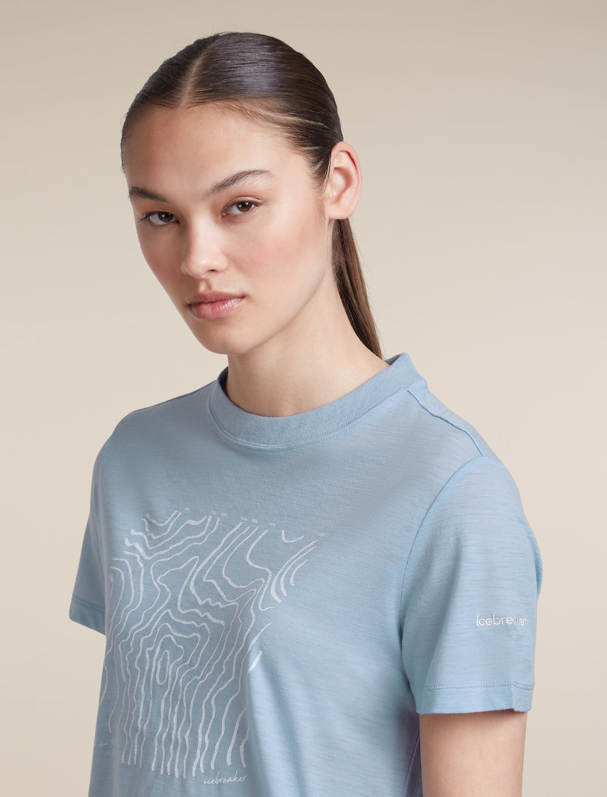 Women's Merino 150 Tech Lite Short Sleeve Crop Tee Great Heights Zinc Blue - 7