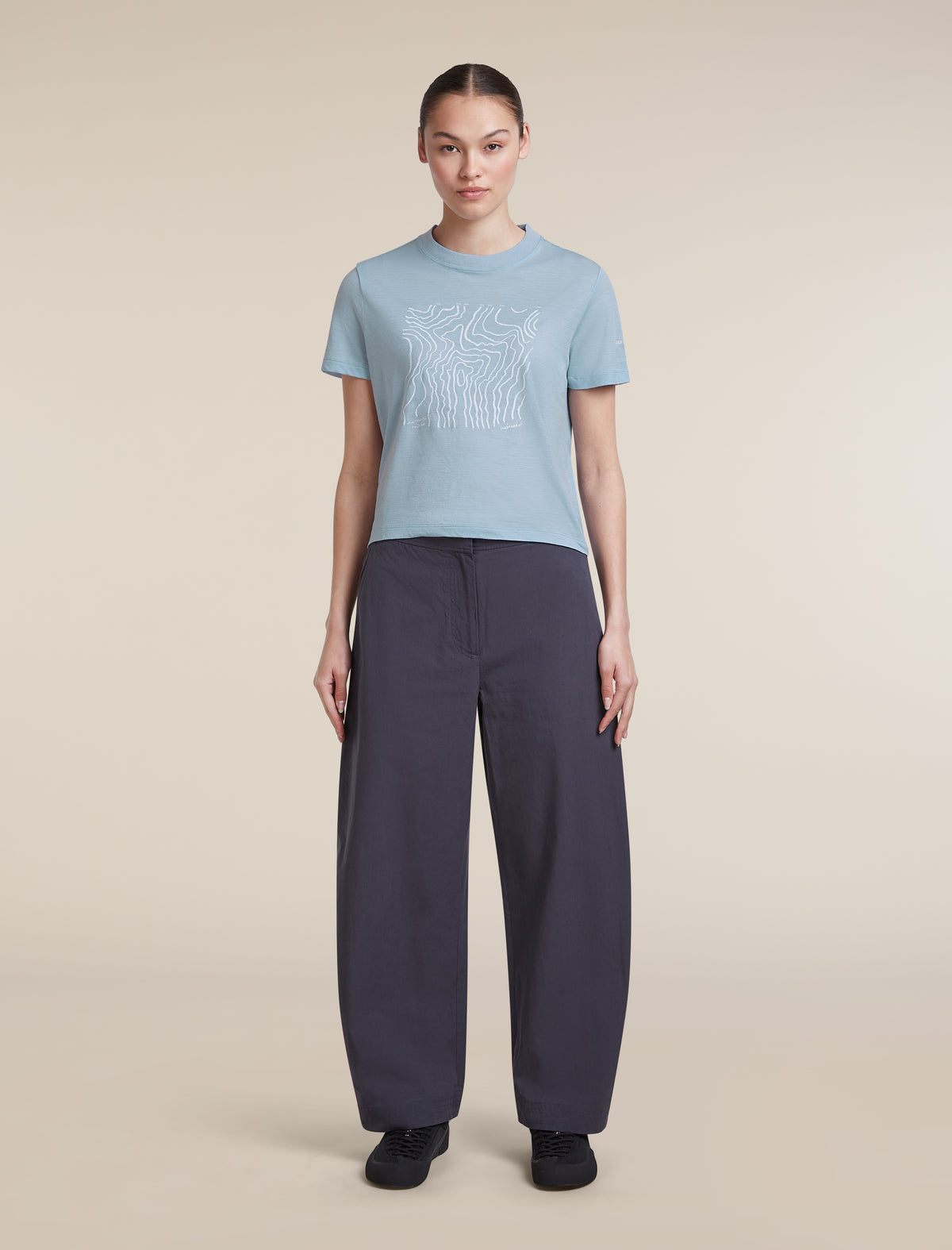 Women's Merino 150 Tech Lite Short Sleeve Crop Tee Great Heights Zinc Blue - 3