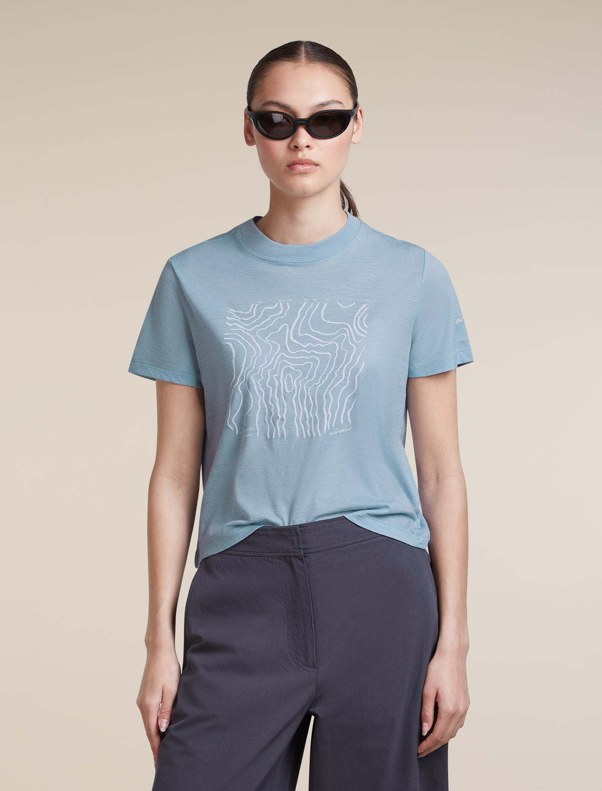 Women's Merino 150 Tech Lite Short Sleeve Crop Tee Great Heights Zinc Blue - 5