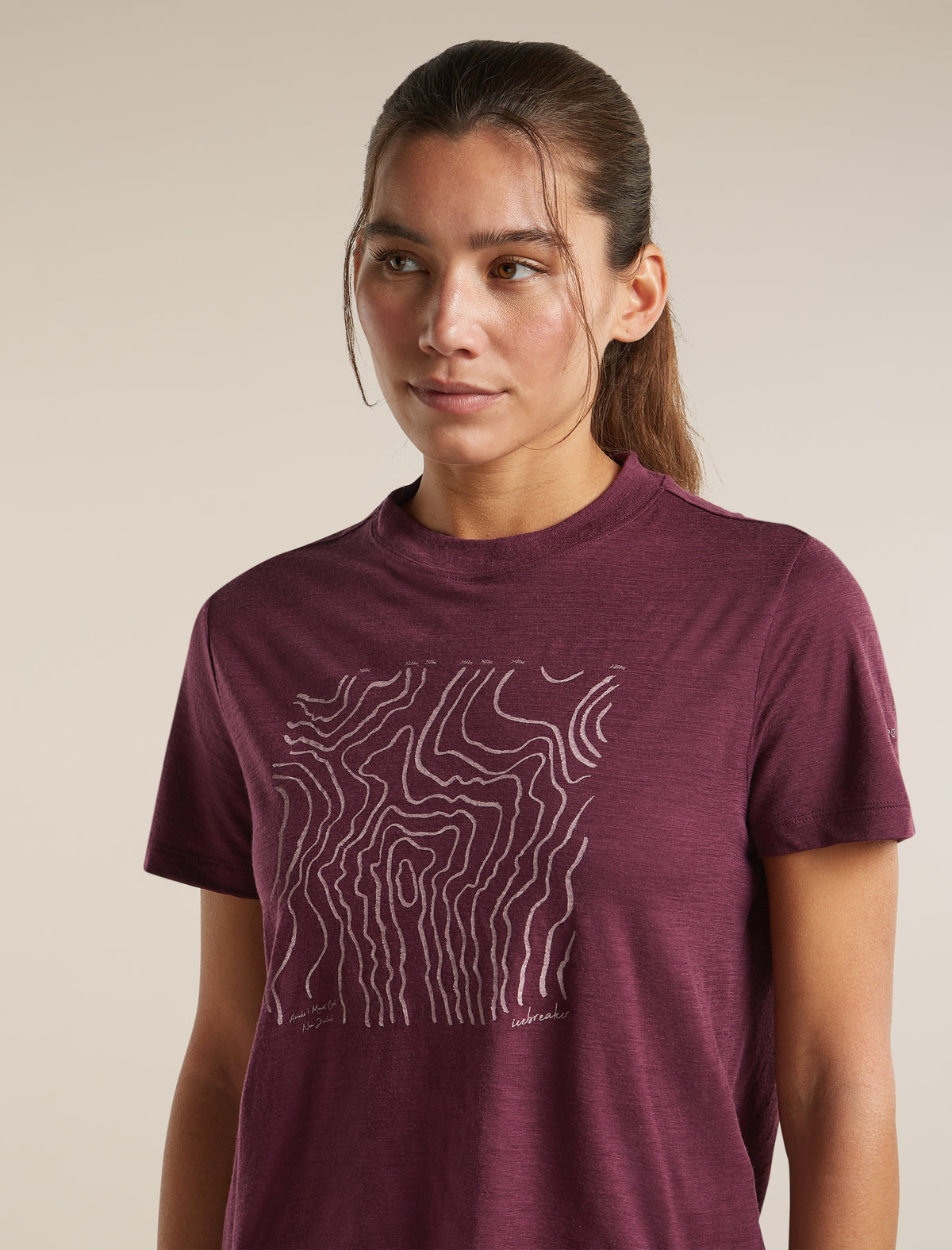 Women's Merino 150 Tech Lite Short Sleeve Crop Tee Great Heights Dark Berry - 7
