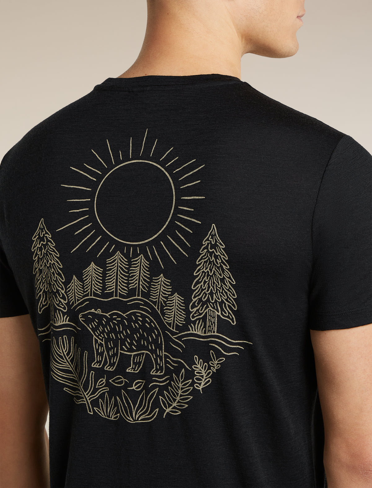 Men's Merino 150 Tech Lite Short Sleeve Tee Forest Footsteps Black - 7