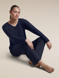 Women's Merino 150 Lodge Long Sleeve Tee Midnight Navy - 4
