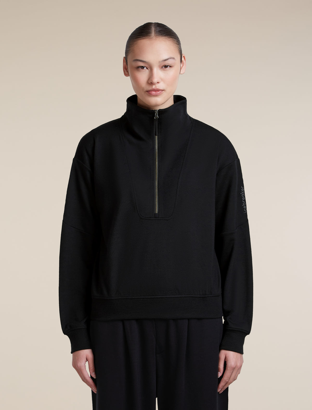 Women's Merino Blend 150 Drift Long Sleeve Half Zip Black - 1