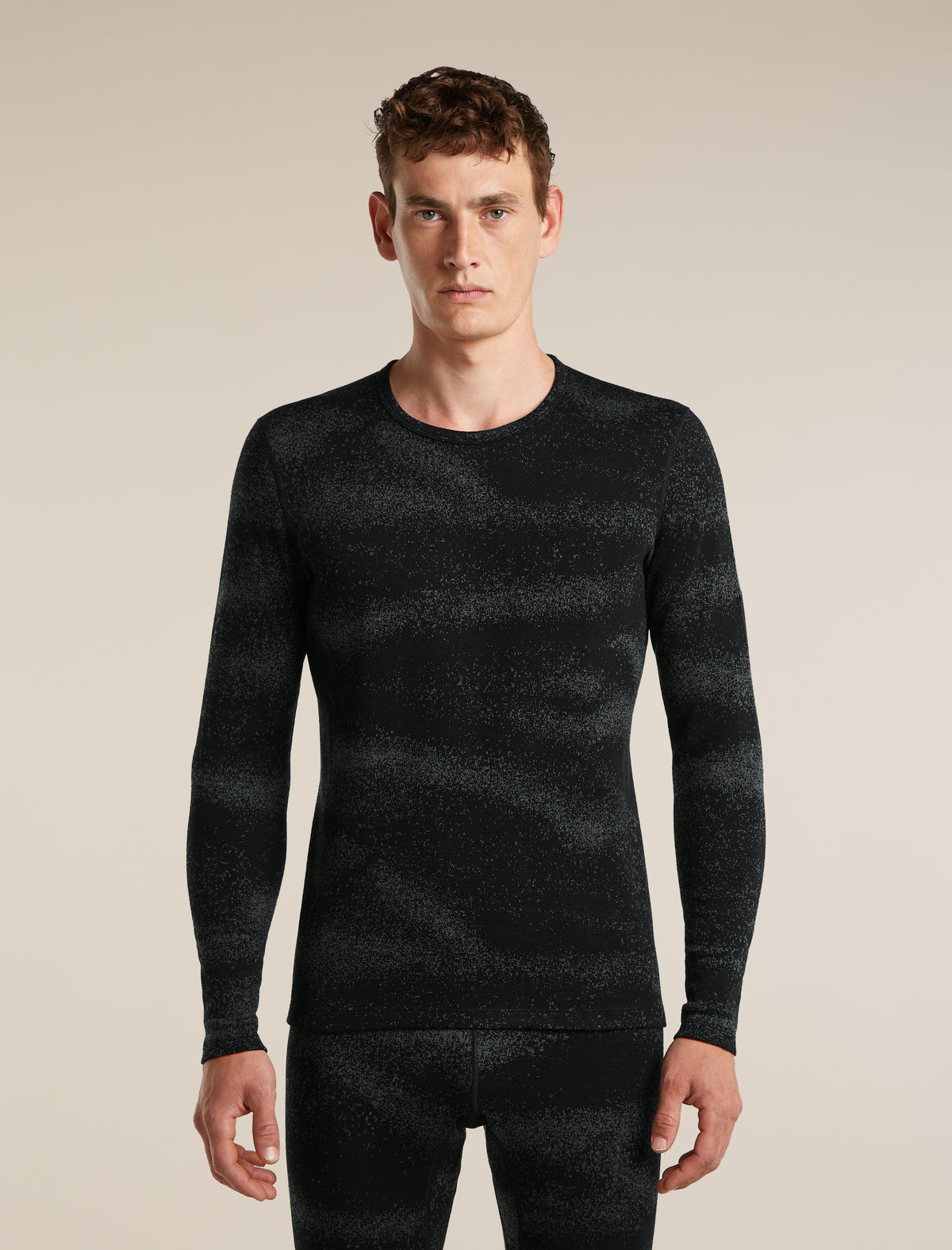 Men's Merino 260 Oasis Vertex Long Sleeve Thermal Crewe Chillwave Black/Obsidian - 1