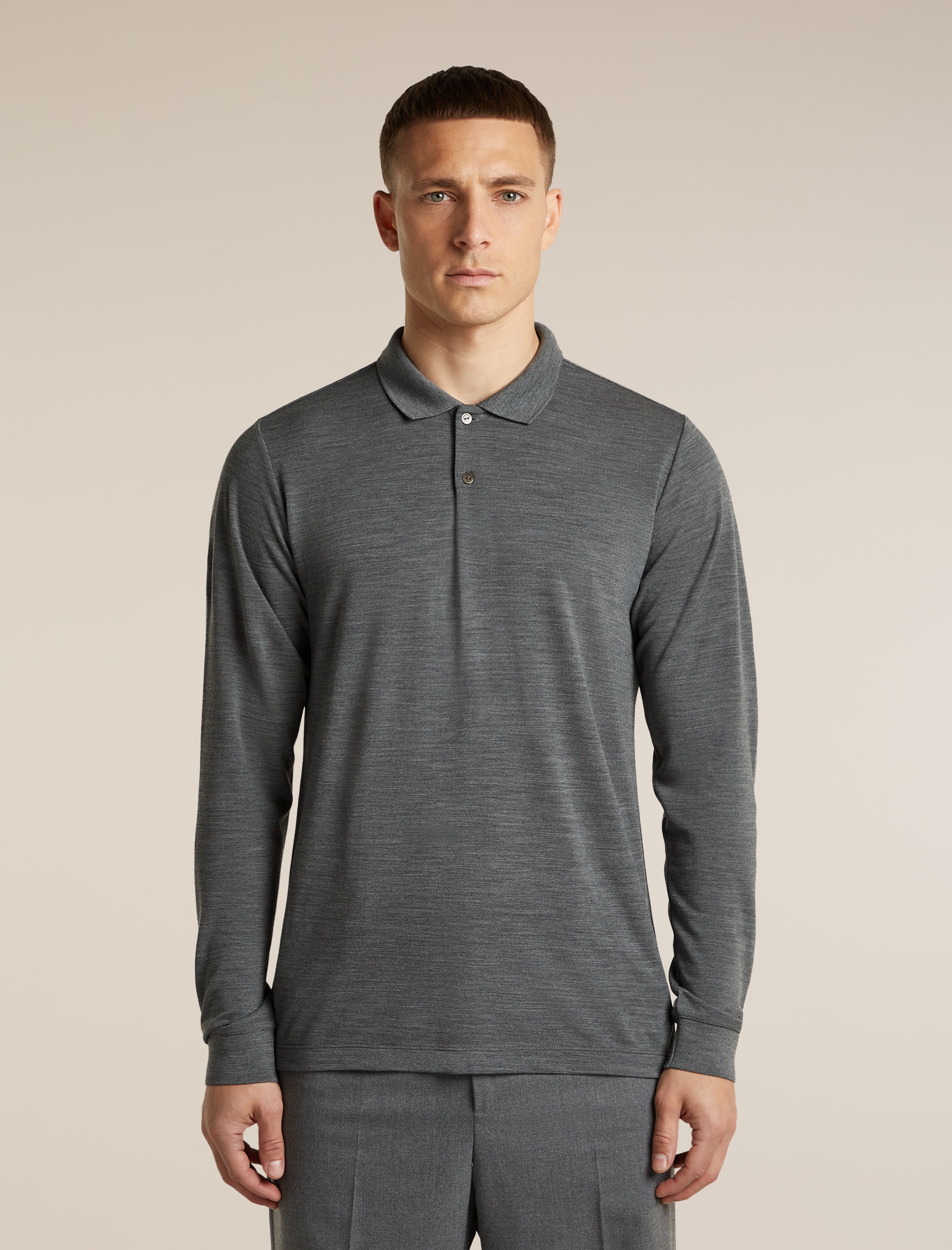 Men's 15.5 MerinoFine™ Pique Long Sleeve Polo | icebreaker Abyss