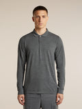 Men's 15.5 MerinoFine™ Pique Long Sleeve Polo Gritstone Heather - 1