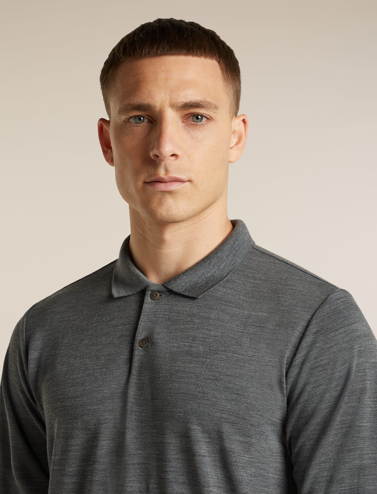 Men's 15.5 MerinoFine™ Pique Long Sleeve Polo Gritstone Heather - 6