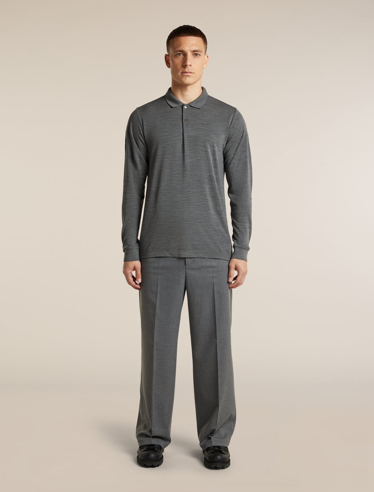 Men's 15.5 MerinoFine™ Pique Long Sleeve Polo Gritstone Heather - 3