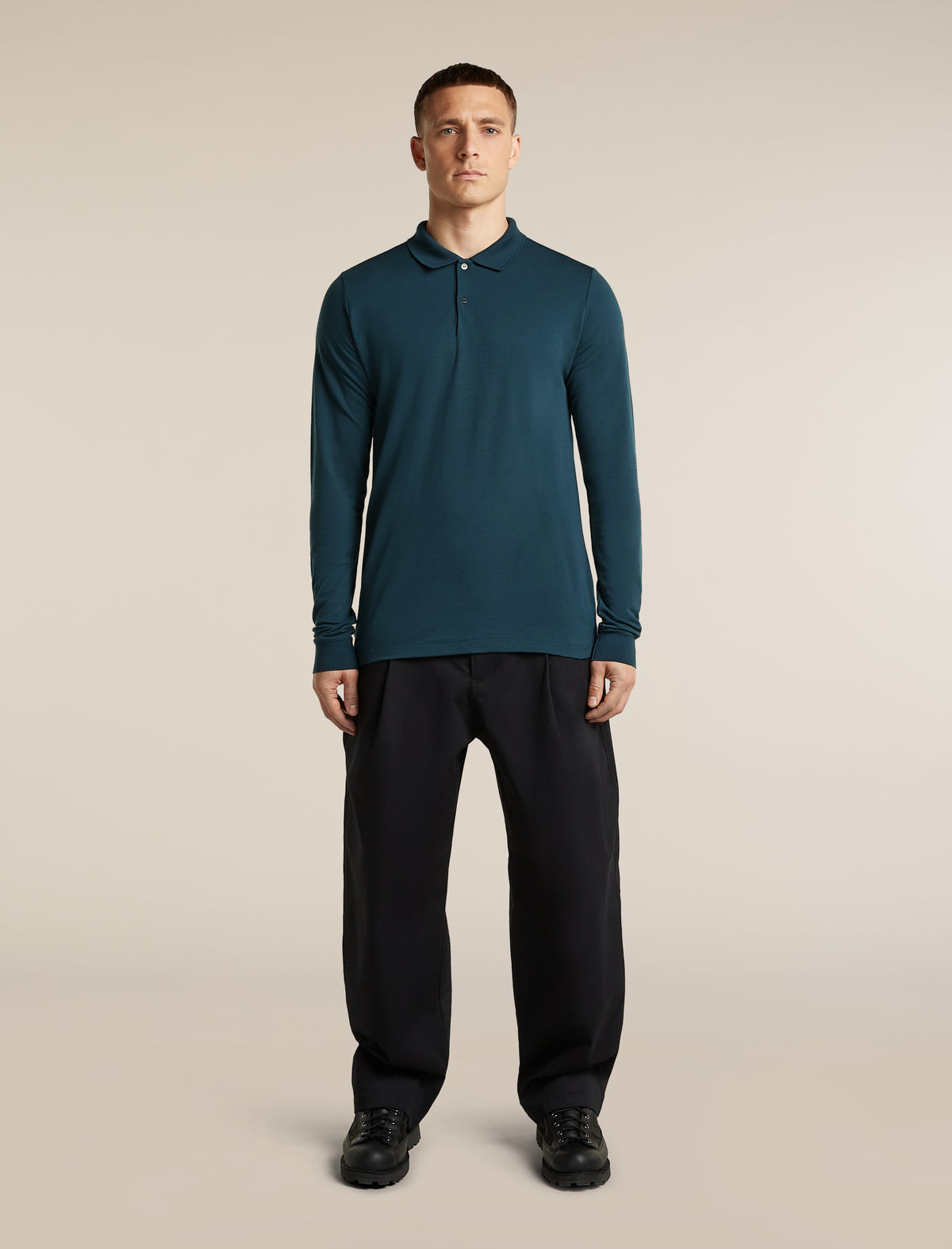 Men's 15.5 MerinoFine™ Pique Long Sleeve Polo Abyss - 3