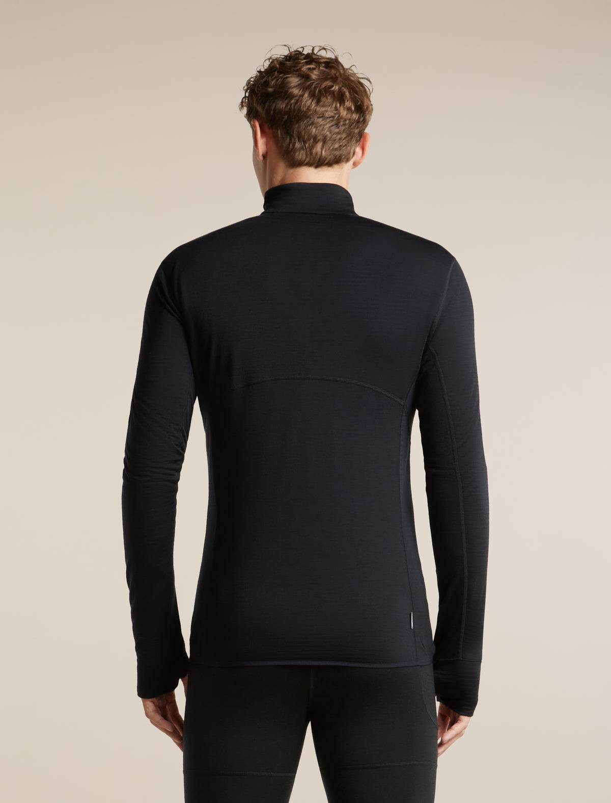 Men's Merino Blend 200 RealFleece™ Descender Long Sleeve Half Zip Black - 2