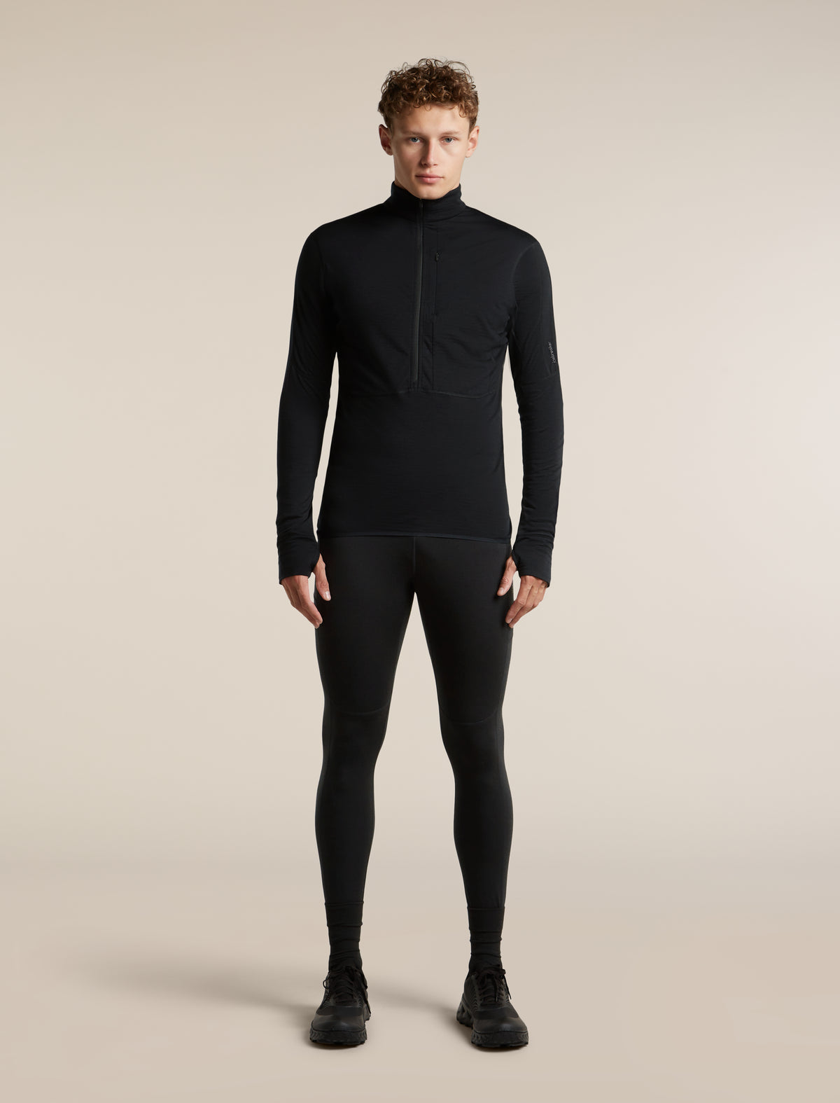 Men's Merino Blend 200 RealFleece™ Descender Long Sleeve Half Zip Black - 3