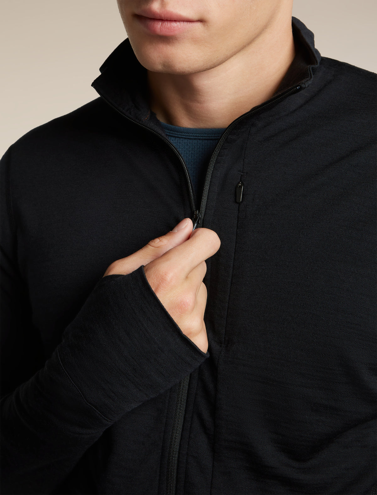 Men's Merino Blend 200 RealFleece™ Descender Long Sleeve Half Zip Black - 6