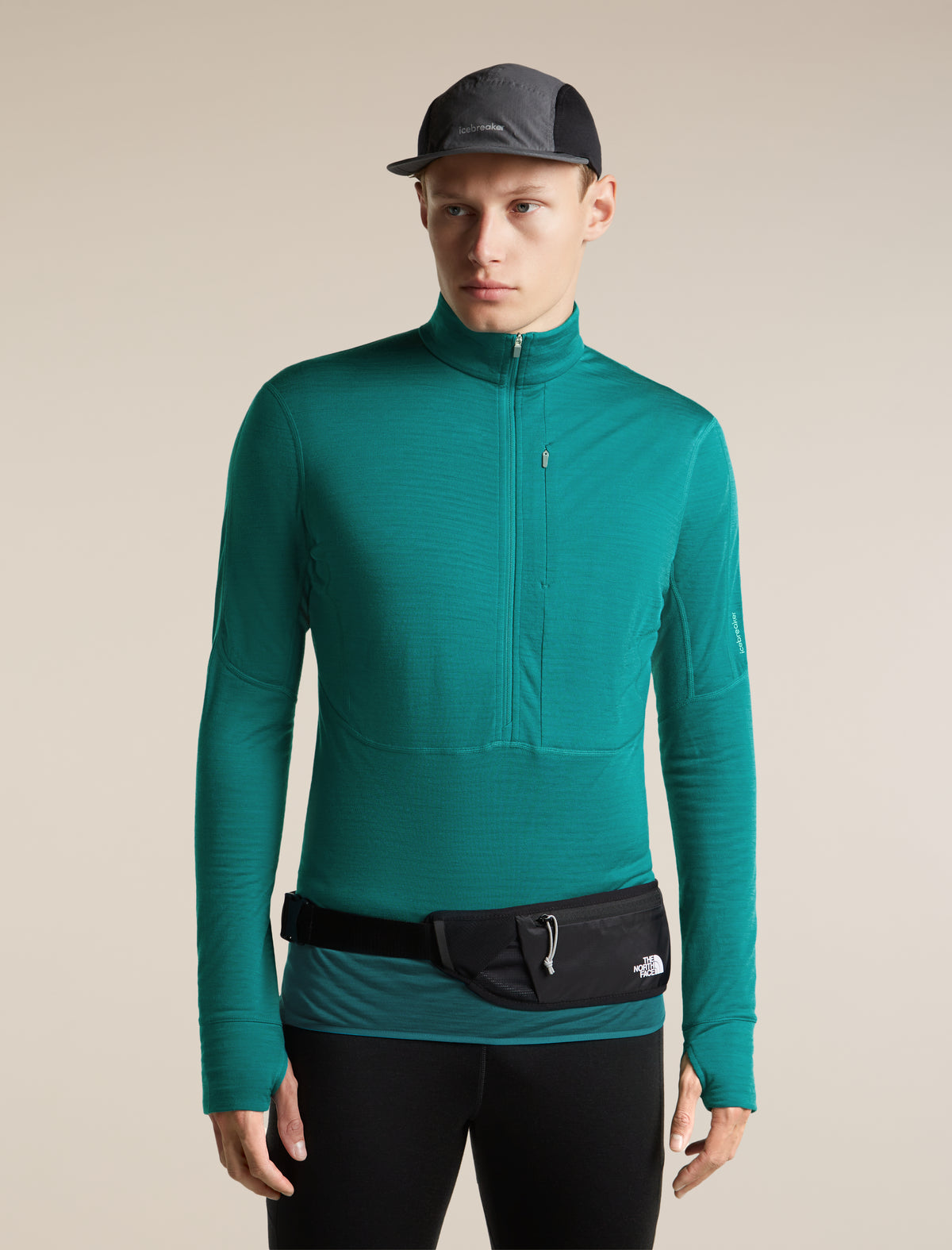 Men's Merino Blend 200 RealFleece™ Descender Long Sleeve Half Zip Tidal Teal - 5