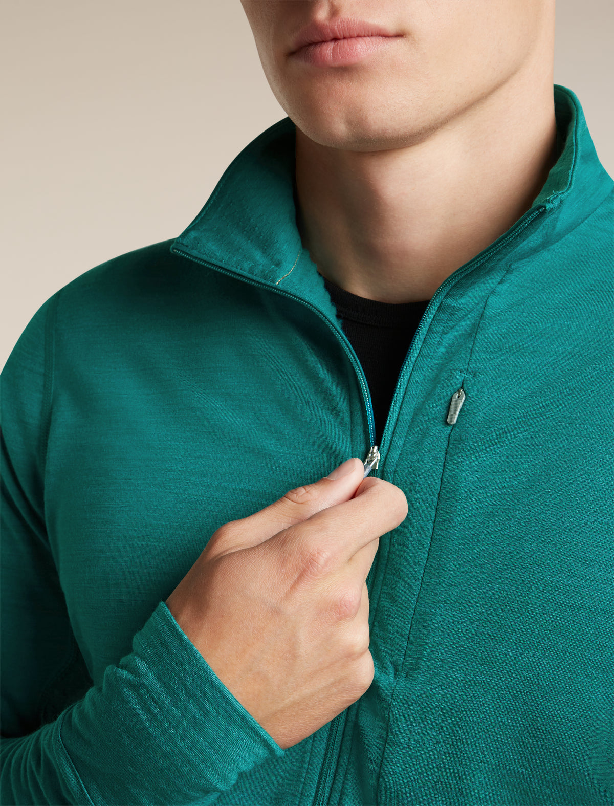 Men's Merino Blend 200 RealFleece™ Descender Long Sleeve Half Zip Tidal Teal - 6