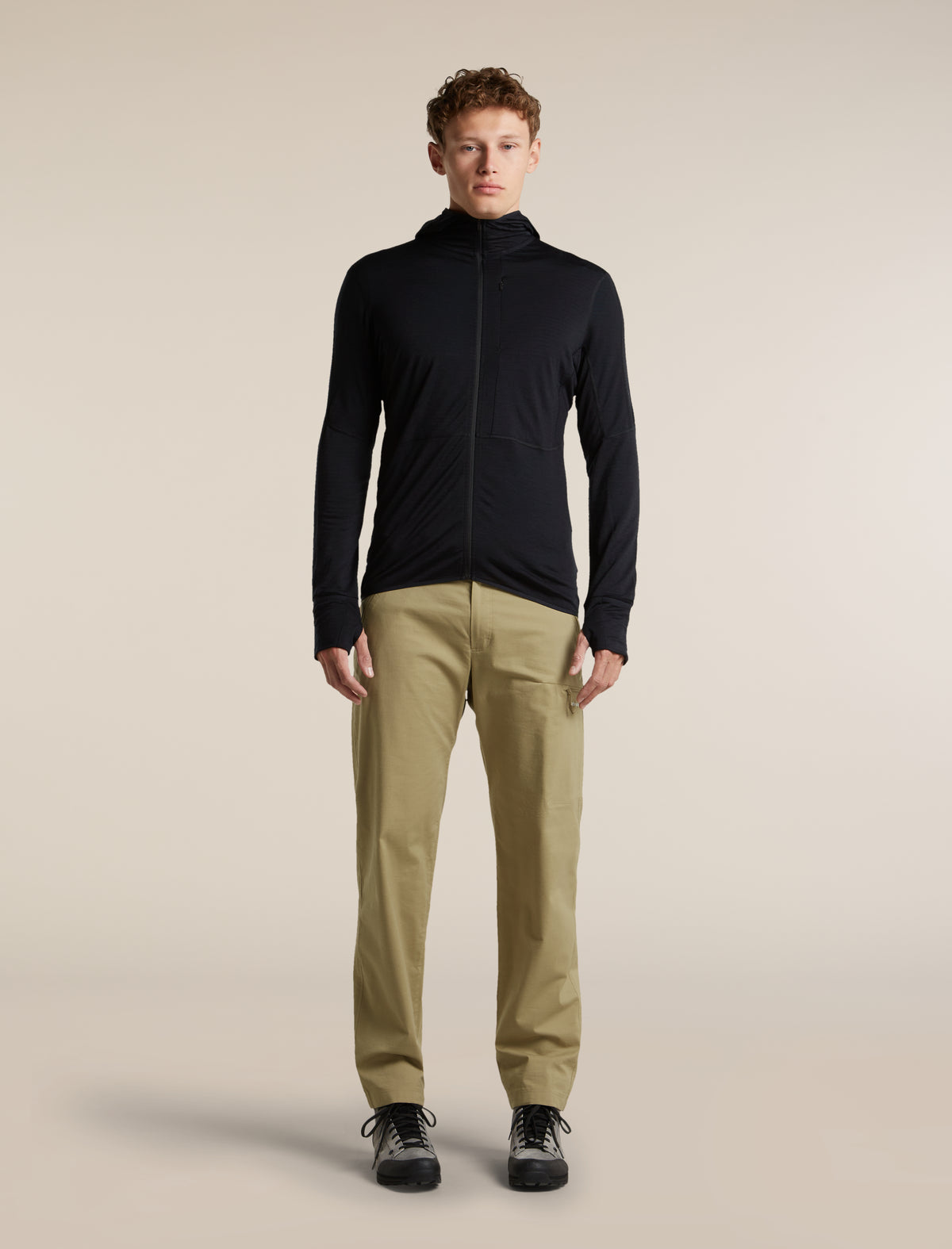 Men's Merino Blend 200 RealFleece™ Descender Long Sleeve Zip Hoodie Black - 3