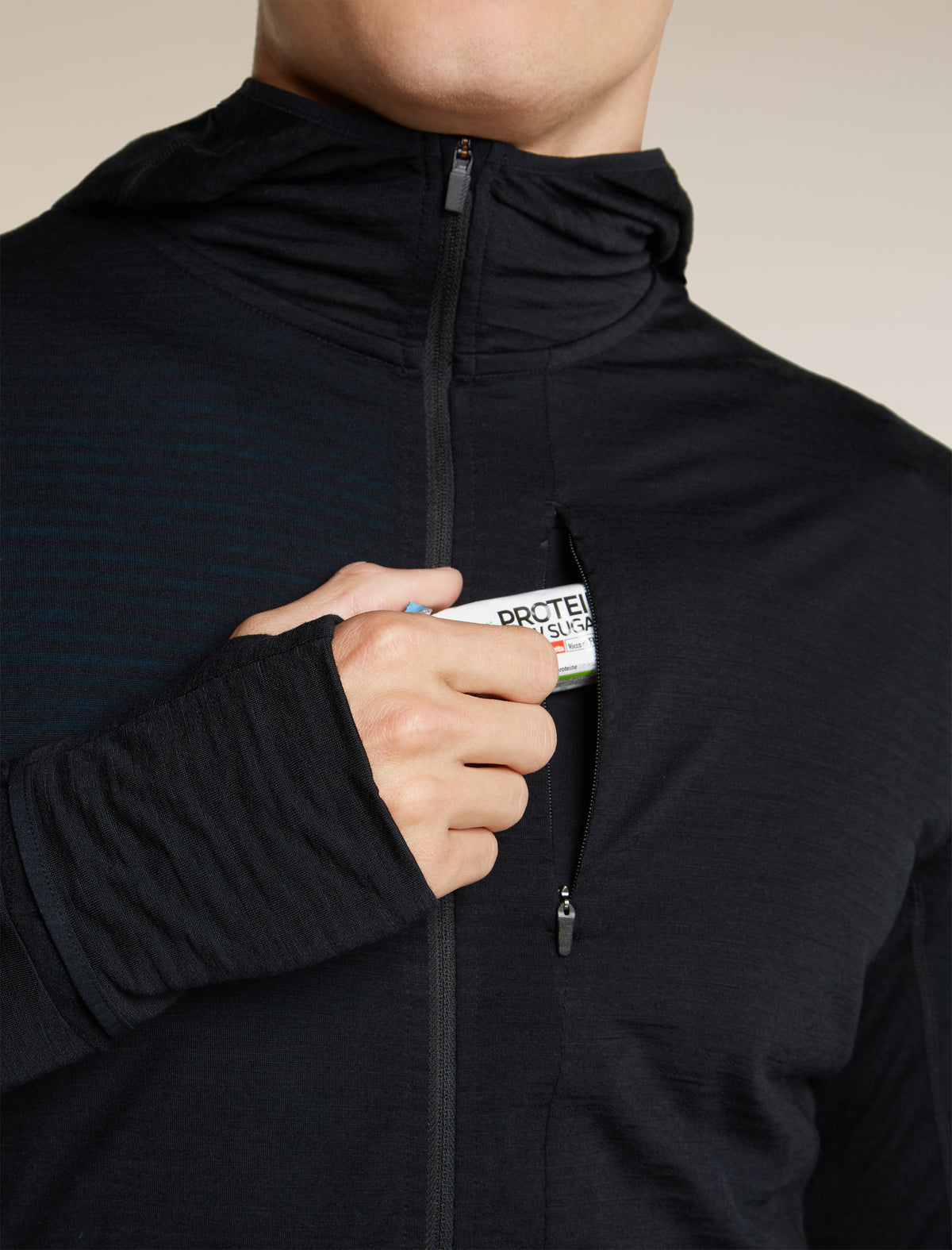 Men's Merino Blend 200 RealFleece™ Descender Long Sleeve Zip Hoodie Black - 9