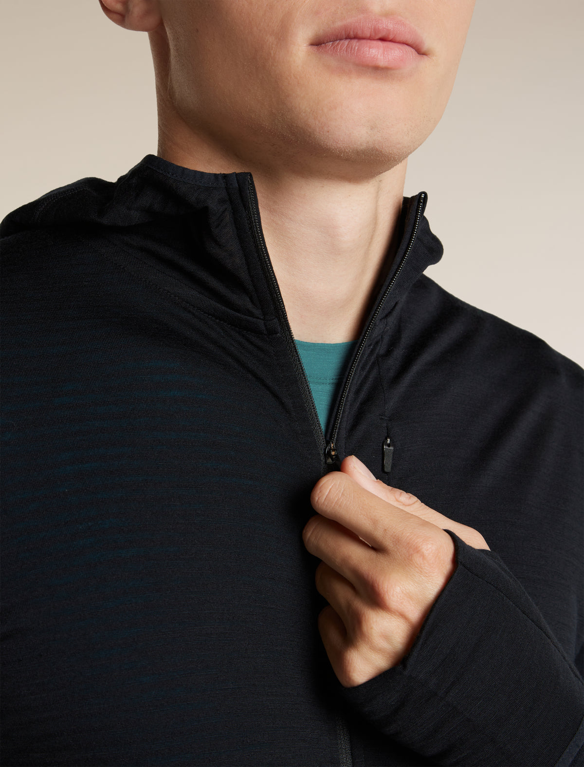 Men's Merino Blend 200 RealFleece™ Descender Long Sleeve Zip Hoodie Black - 5