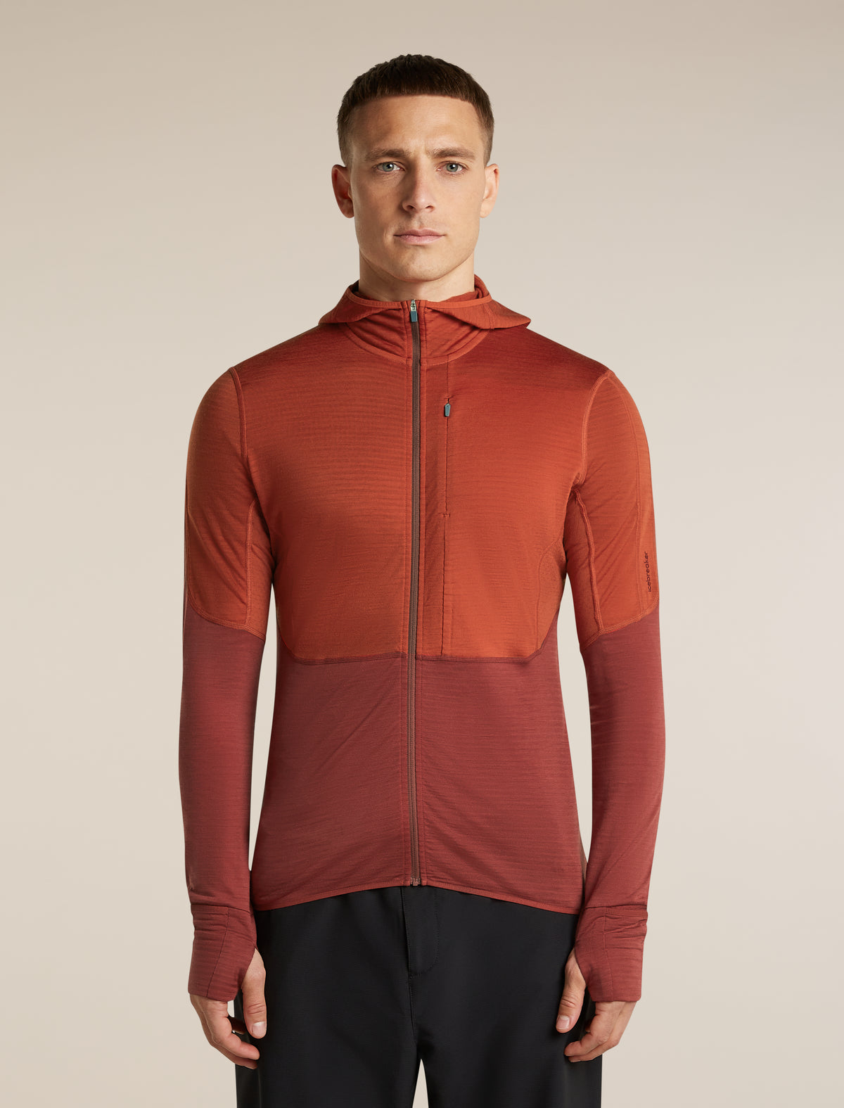 Men's Merino Blend 200 RealFleece™ Descender Long Sleeve Zip Hoodie Agate/Port - 1