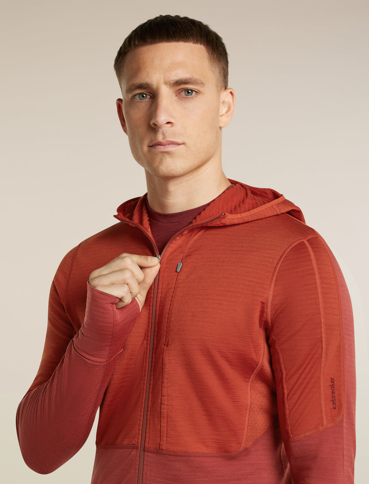 Men's Merino Blend 200 RealFleece™ Descender Long Sleeve Zip Hoodie Agate/Port - 6