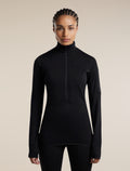 Women's Merino Blend 200 RealFleece™ Descender Long Sleeve Half Zip Black - 1