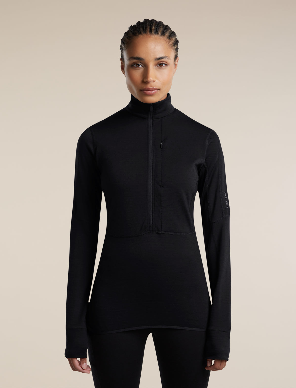 Women's Merino Blend 200 RealFleece™ Descender Long Sleeve Half Zip Black - 1