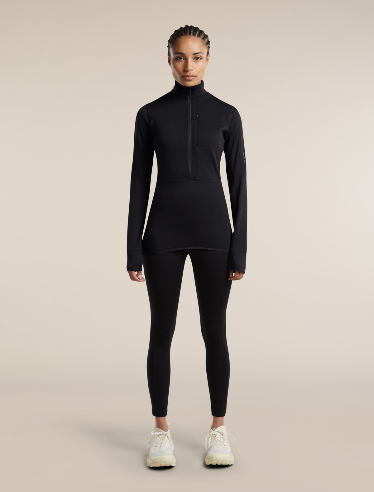 Women's Merino Blend 200 RealFleece™ Descender Long Sleeve Half Zip Black - 3