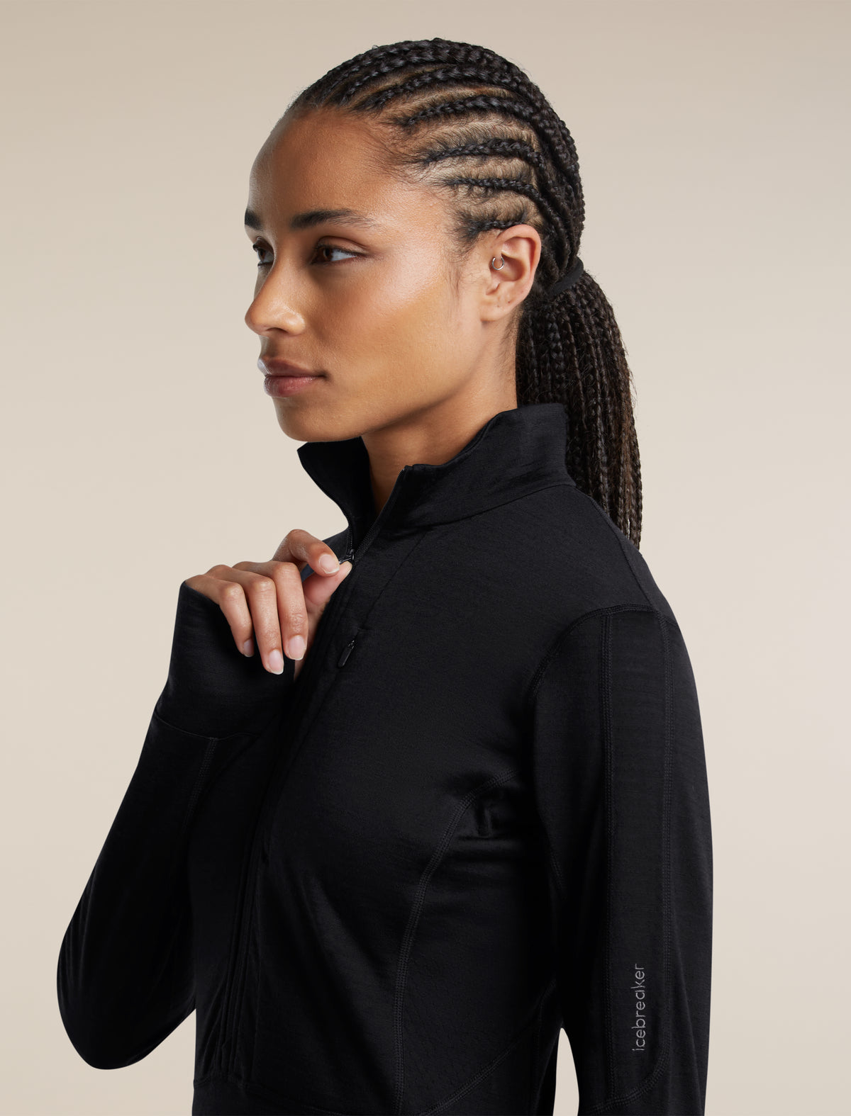 Women's Merino Blend 200 RealFleece™ Descender Long Sleeve Half Zip Black - 6