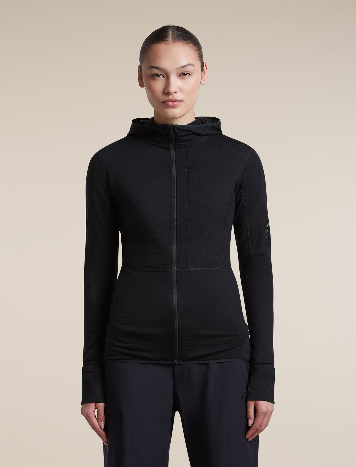 Women's Merino Blend 200 RealFleece™ Descender Long Sleeve Zip Hoodie Black - 1