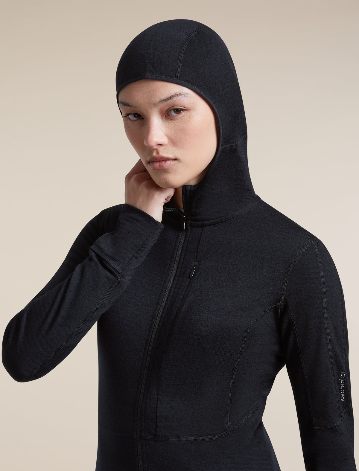 Women's Merino Blend 200 RealFleece™ Descender Long Sleeve Zip Hoodie Black - 8