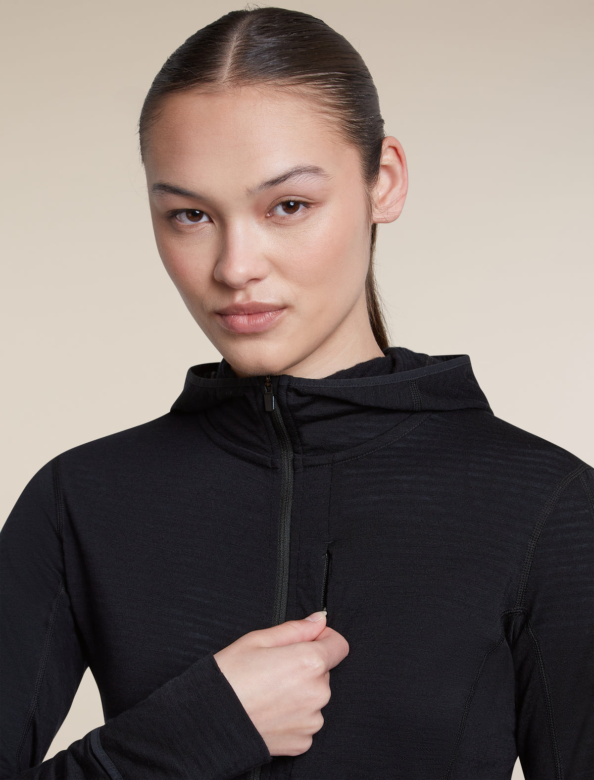 Women's Merino Blend 200 RealFleece™ Descender Long Sleeve Zip Hoodie Black - 10