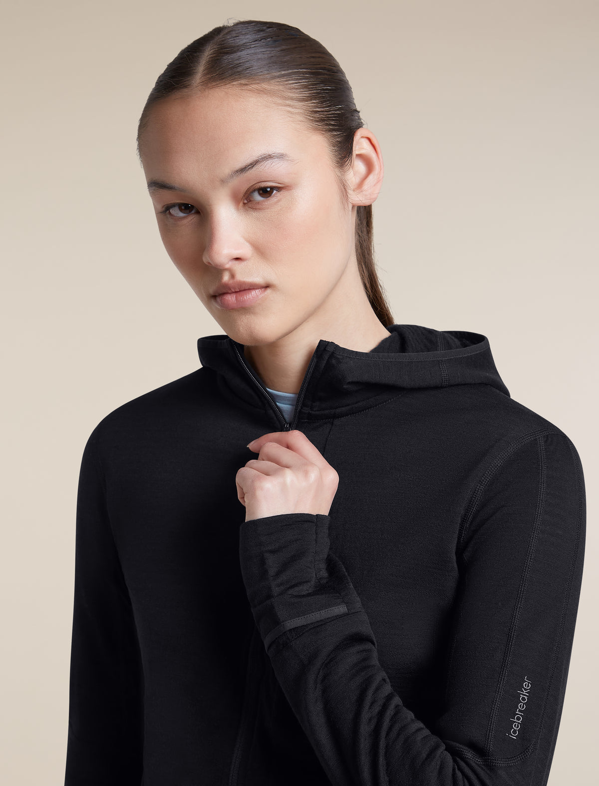 Women's Merino Blend 200 RealFleece™ Descender Long Sleeve Zip Hoodie Black - 6