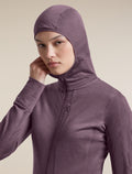 Women's Merino Blend 200 RealFleece™ Descender Long Sleeve Zip Hoodie Grey Plum - 8