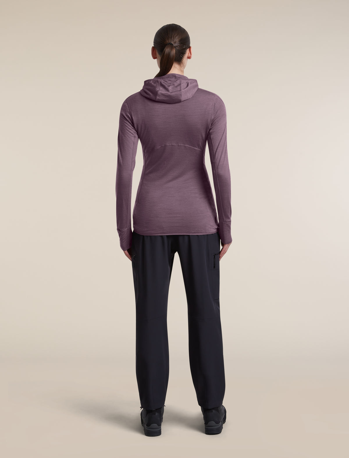 Women's Merino Blend 200 RealFleece™ Descender Long Sleeve Zip Hoodie Grey Plum - 9