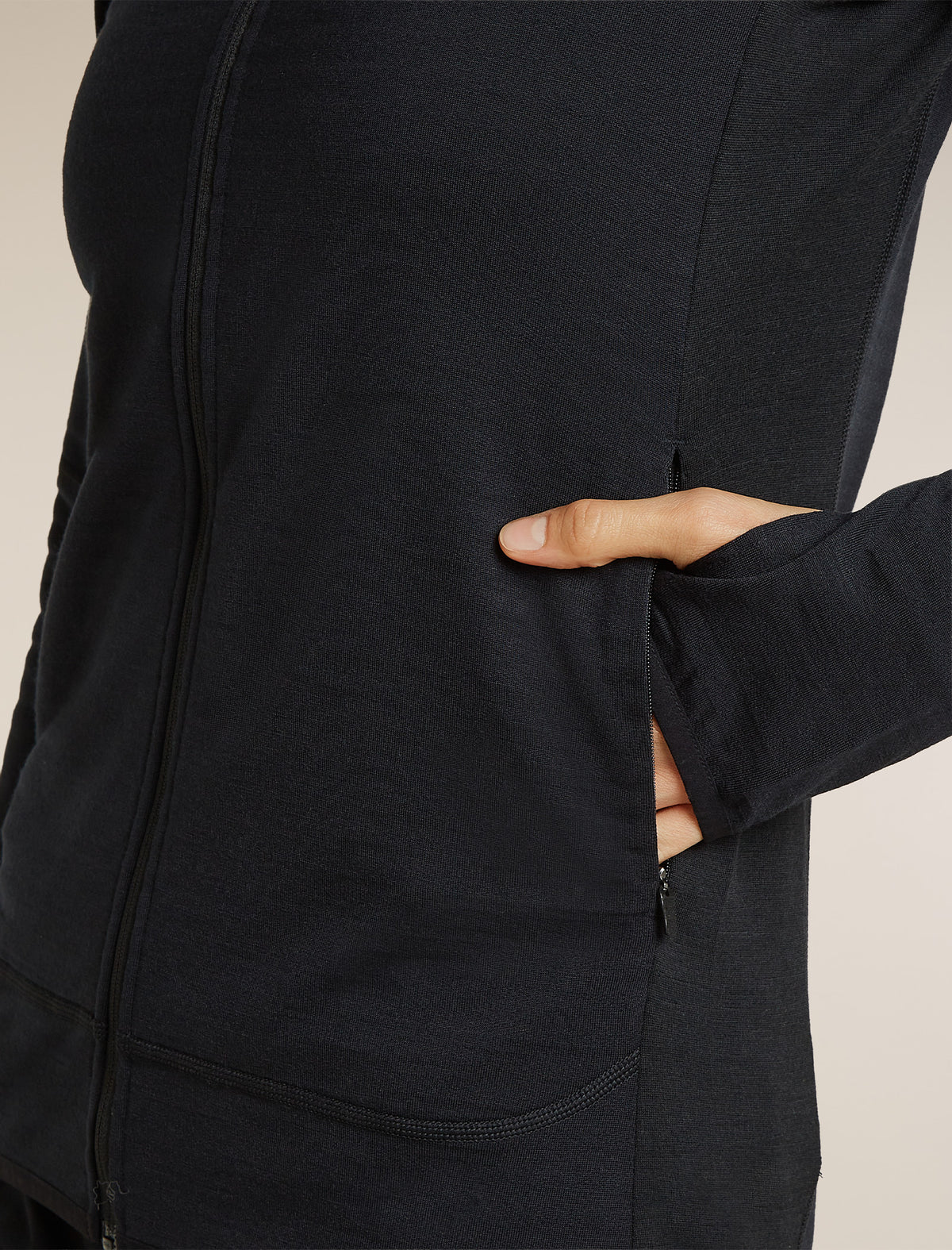 Women's Merino Blend 300 RealFleece™ Descender Long Sleeve Zip Black - 10
