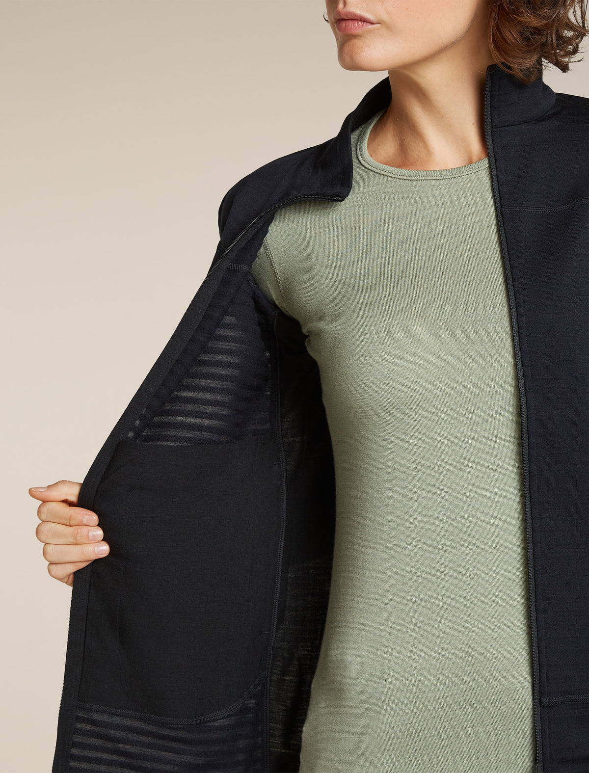 Women's Merino Blend 300 RealFleece™ Descender Long Sleeve Zip Black - 8