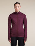 Women's Merino Blend 300 RealFleece™ Descender Long Sleeve Zip Hoodie Dark Berry - 1