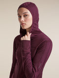 Women's Merino Blend 300 RealFleece™ Descender Long Sleeve Zip Hoodie Dark Berry - 7
