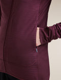 Women's Merino Blend 300 RealFleece™ Descender Long Sleeve Zip Hoodie Dark Berry - 9