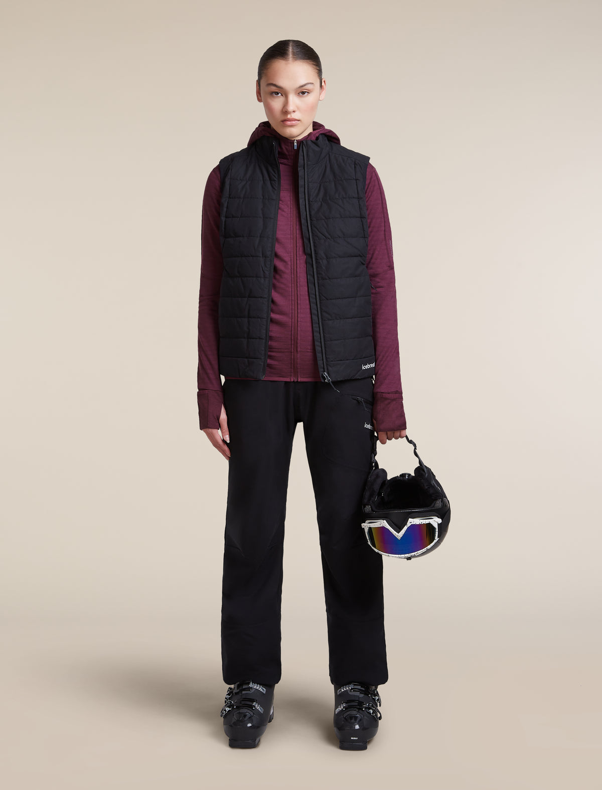 Women's Merino Blend 300 RealFleece™ Descender Long Sleeve Zip Hoodie Dark Berry - 4