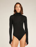 Women's Queens Long Sleeve High Neck Bodysuit Black - 1