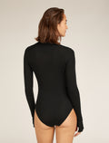 Women's Queens Long Sleeve High Neck Bodysuit Black - 3