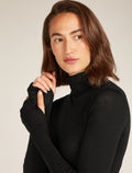 Women's Queens Long Sleeve High Neck Bodysuit Black - 11
