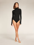 Women's Queens Long Sleeve High Neck Bodysuit Black - 4