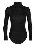 Women's Queens Long Sleeve High Neck Bodysuit Black - 12