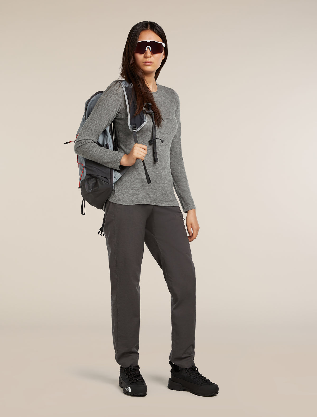 Women's Merino 200 Oasis Long Sleeve Crewe Thermal Top Gritstone Heather - 4